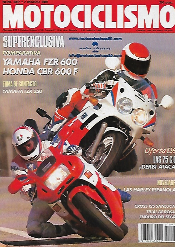 Portada Comparativa Yamaha fzr 600 Honda CBR600F 1989
